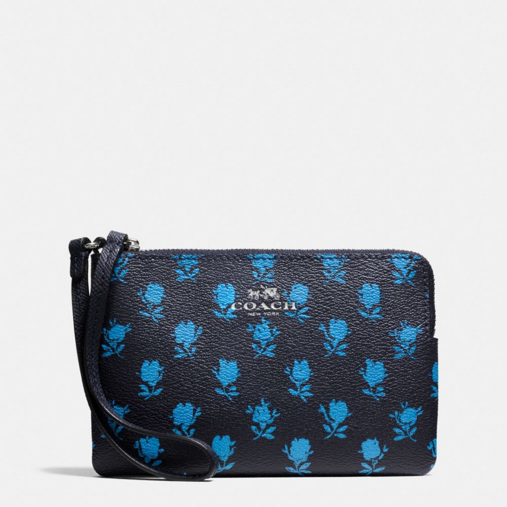 CORNER ZIP WRISTLET IN BADLANDS FLORAL PRINT COATED CANVAS -  COACH f65761 - SILVER/MIDNIGHT MULTI