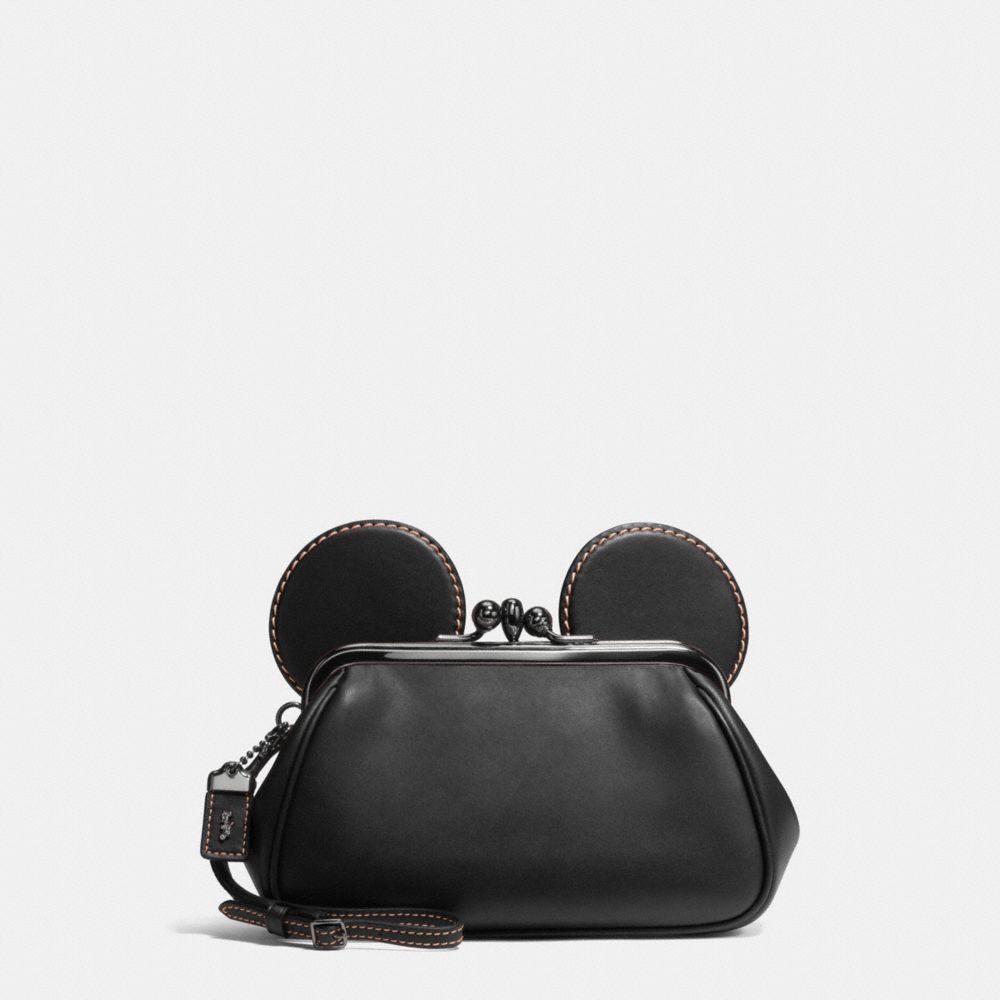 MICKEY KISSLOCK WRISTLET IN SMOOTH LEATHER - COACH f65794 - DARK  GUNMETAL/BLACK