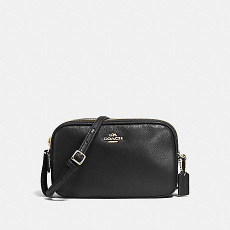 COACH CROSSBODY POUCH IN PEBBLE LEATHER - IMITATION GOLD/BLACK - f65988