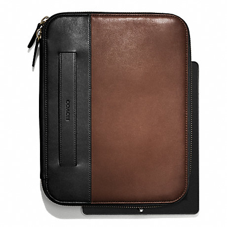 COACH BLEECKER TABLET ORGANIZER IN COLORBLOCK LEATHER - MAHOGANY/BLACK - f65997