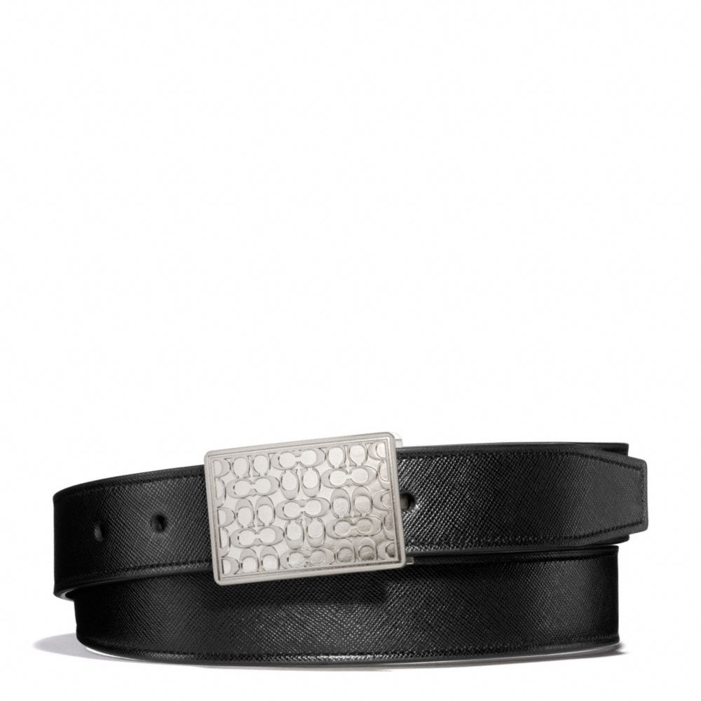 SIGNATURE PLAQUE TEXTURED LEATHER CUT TO SIZE REVERSIBLE BELT - COACH f66106 - 31174