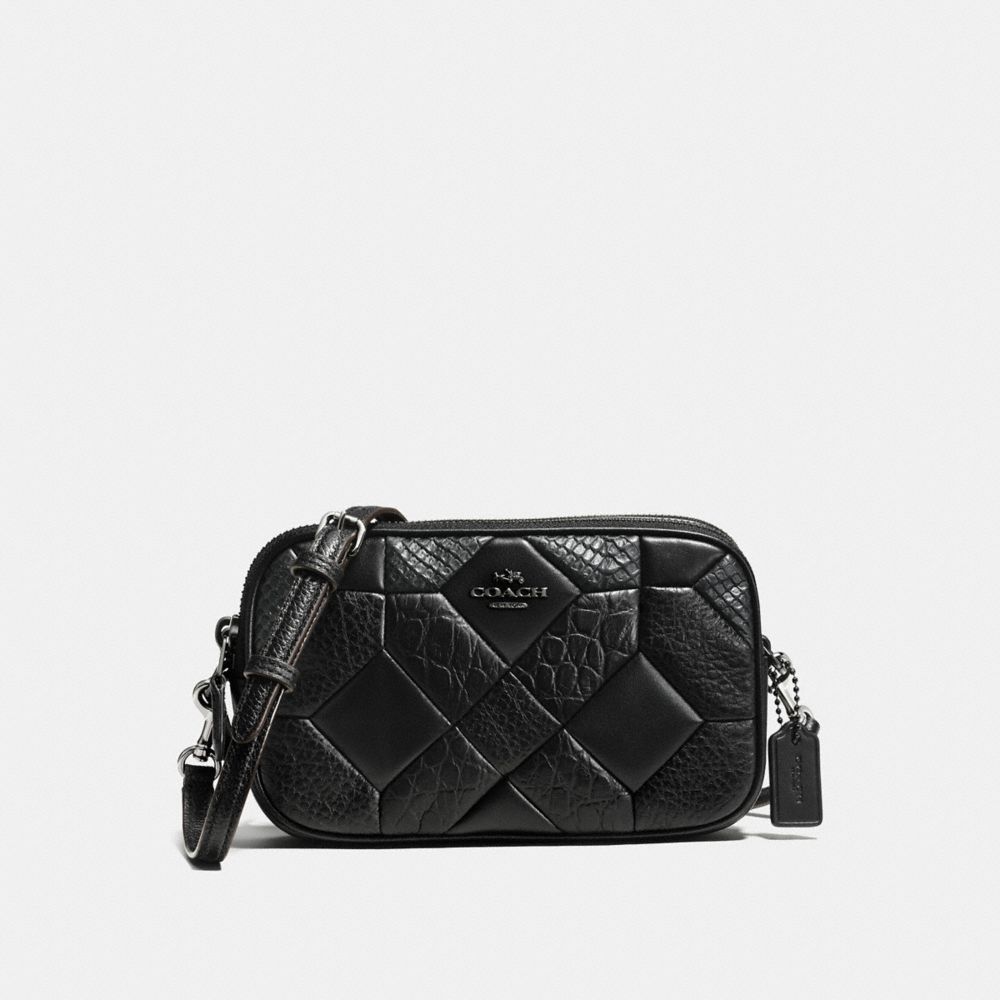 CROSSBODY CLUTCH IN EXOTIC EMBOSSED CANYON QUILT LEATHER - COACH f66140 - BLACK
