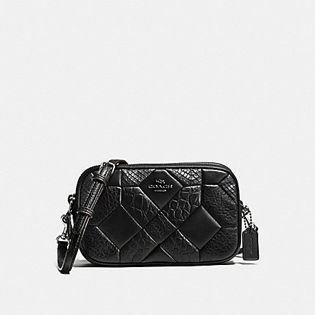 COACH CROSSBODY CLUTCH IN EXOTIC EMBOSSED CANYON QUILT LEATHER - BLACK - f66140