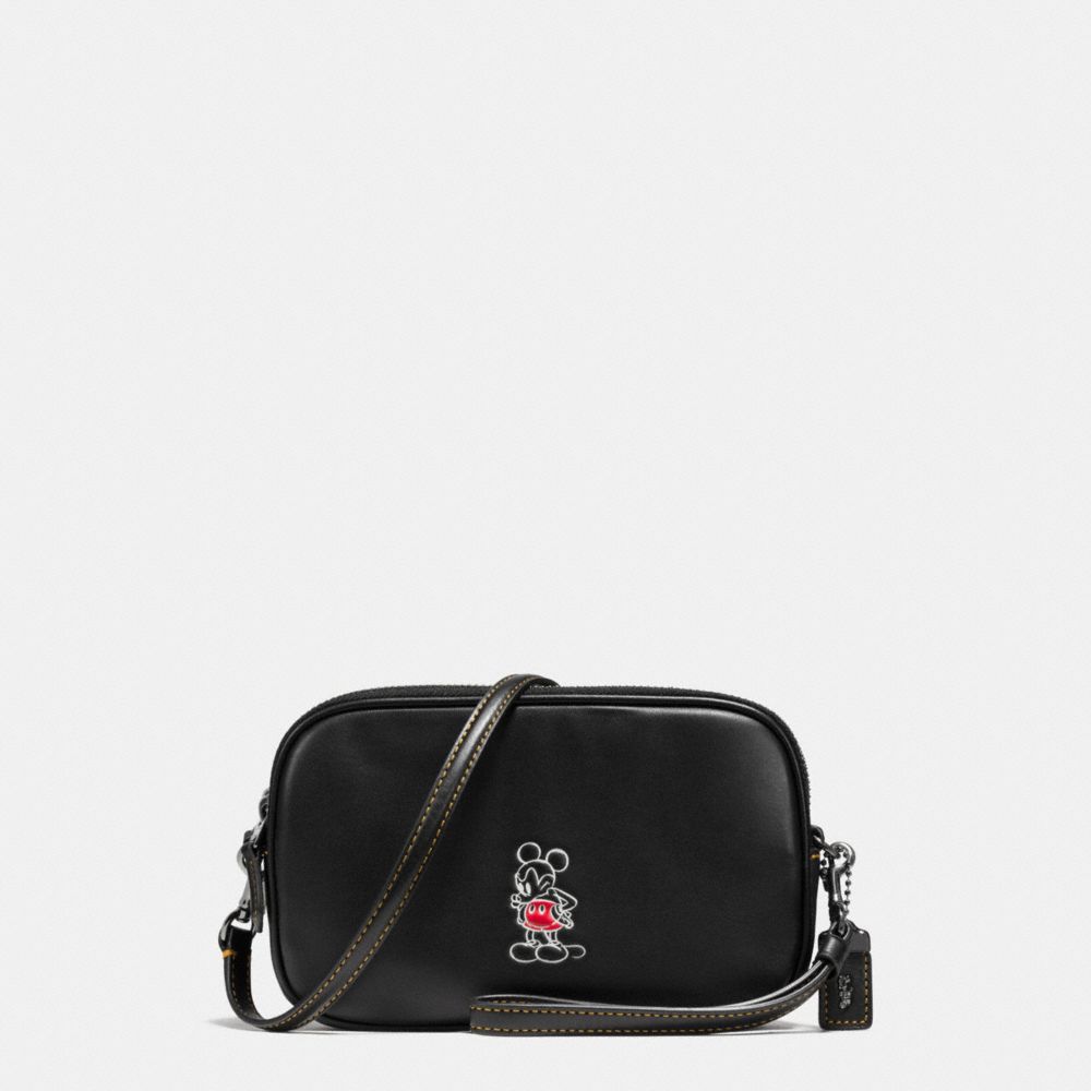 COACH MICKEY CROSSBODY CLUTCH IN GLOVETANNED LEATHER - DARK GUNMETAL/BLACK - F66150