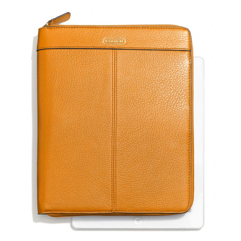 PARK LEATHER ZIP IPAD CASE - COACH f66157 - BRASS/ORANGE SPICE