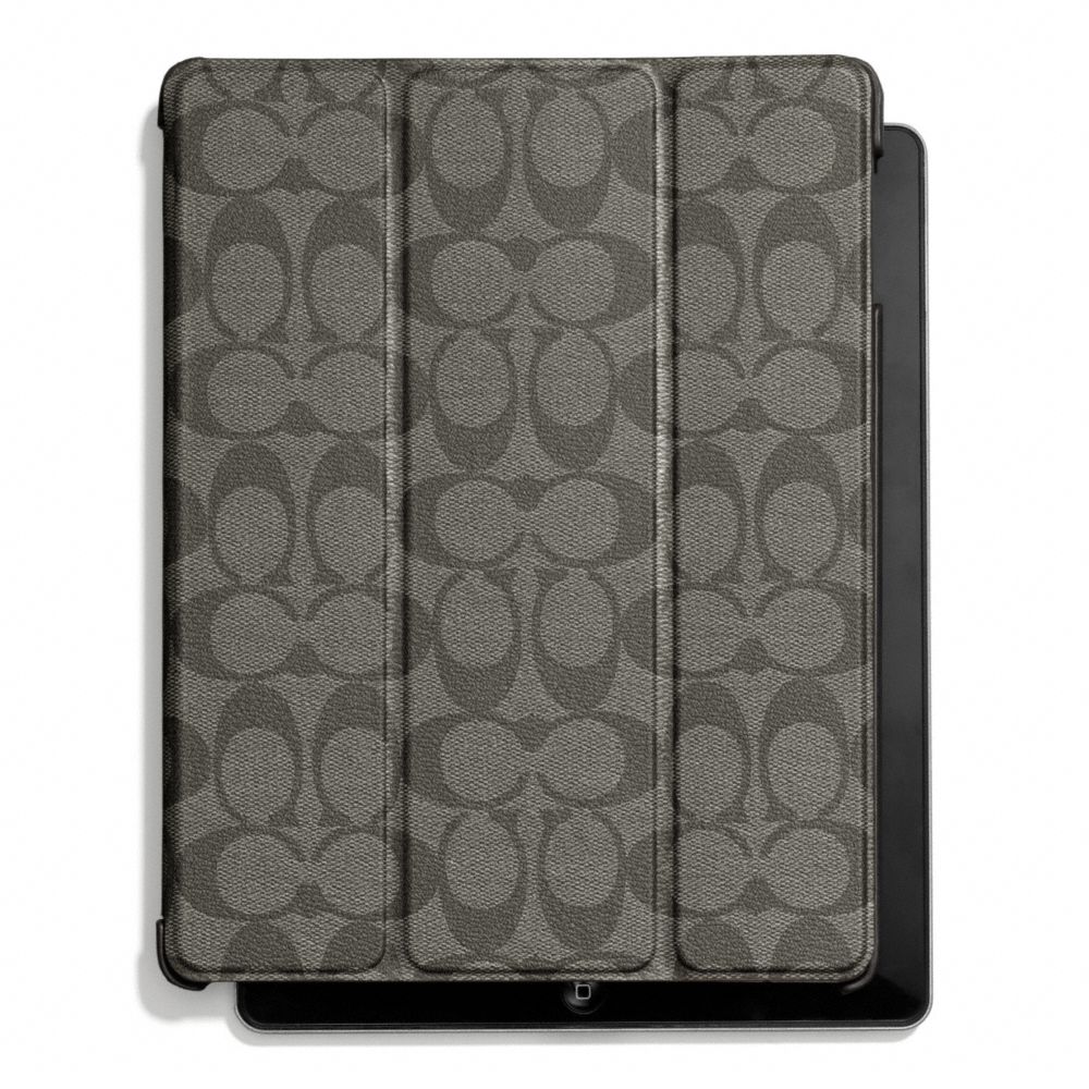 HERITAGE STRIPE MOLDED IPAD CASE - COACH f66167 - SILVER/GREY/CHARCOAL