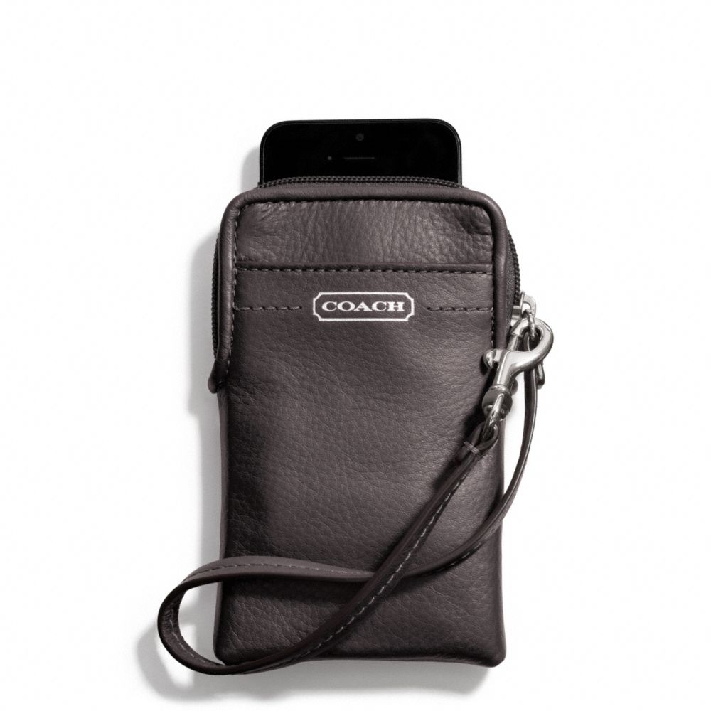 CAMPBELL LEATHER UNIVERSAL PHONE CASE - COACH f66787 - SILVER/HEMATITE