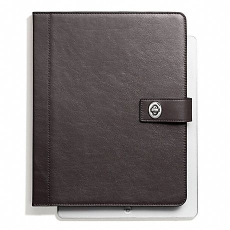 COACH CAMPBELL LEATHER TURNLOCK IPAD CASE - SILVER/HEMATITE - f66788