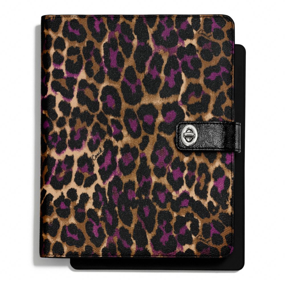 SIGNATURE STRIPE OCELOT PRINT TURNLOCK IPAD CASE - COACH f66941 - 24618