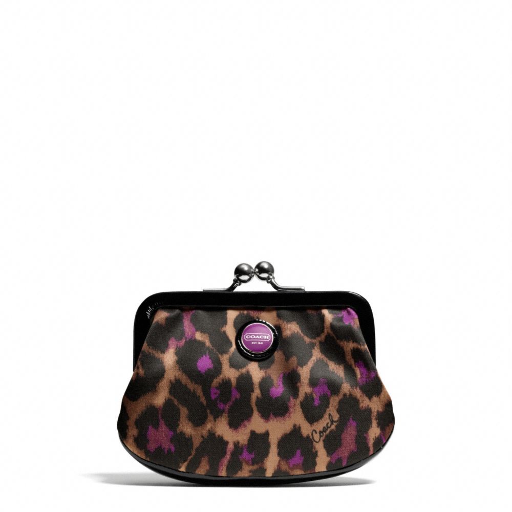 SIGNATURE STRIPE OCELOT PRINT FRAMED COIN PURSE - COACH f66951 - 24625