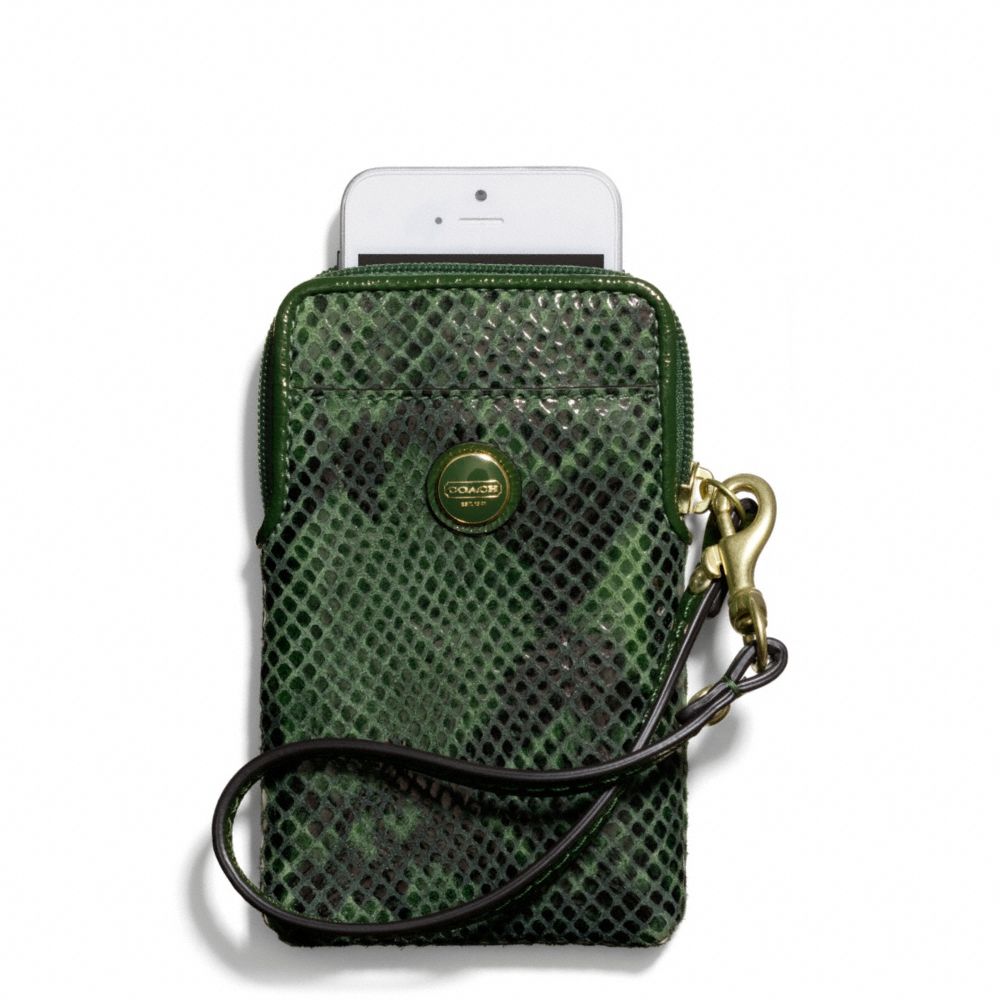SIGNATURE STRIPE EMBOSSED SNAKE UNIVERSAL PHONE CASE - COACH f67040 - 19203