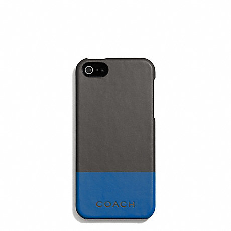 COACH CAMDEN LEATHER STRIPED MOLDED IPHONE 5 CASE - CHARCOAL/MARINE - f67116