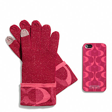 COACH BOXED IPHONE 5 CASE WITH TOUCH GLOVE - PINK SCARLET - f67242