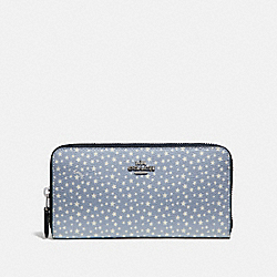 COACH ACCORDION ZIP WALLET WITH DITSY STAR PRINT - BLUE MULTI/SILVER - F67614