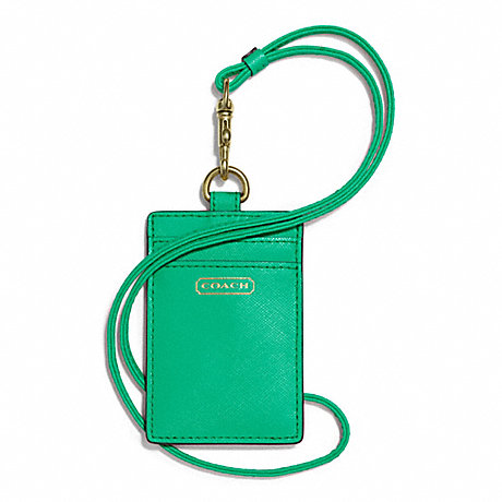 COACH DARCY LANYARD ID CASE IN LEATHER - BRASS/JADE - f68075