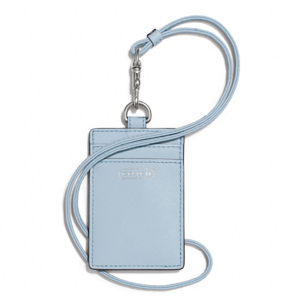 DARCY LEATHER LANYARD ID CASE - COACH f68075 - SILVER/SKY