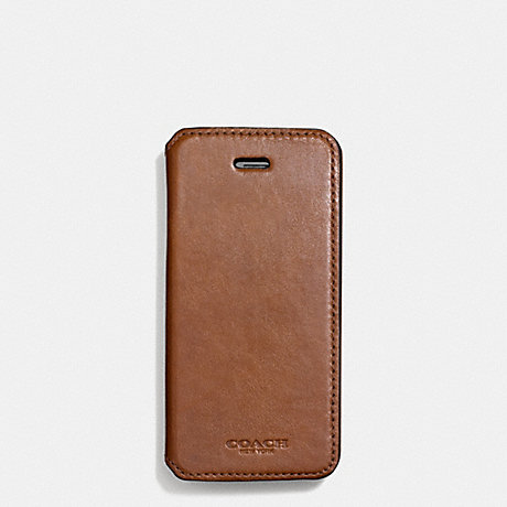 COACH BLEECKER LEATHER IPHONE CASE WITH STAND -  FAWN - f68277