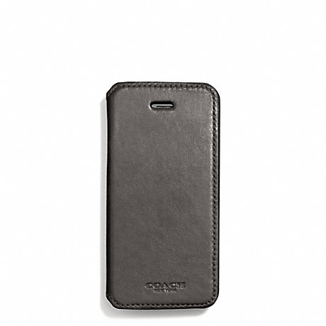 COACH BLEECKER LEATHER IPHONE CASE WITH STAND - GRANITE - f68277