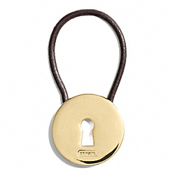 COACH GOLD LOCK AND LEATHER CORD KEY RING - GOLD - F68755
