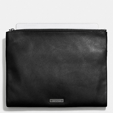 COACH THOMPSON SNAP ZIP POUCH IN LEATHER -  BLACK - f68976