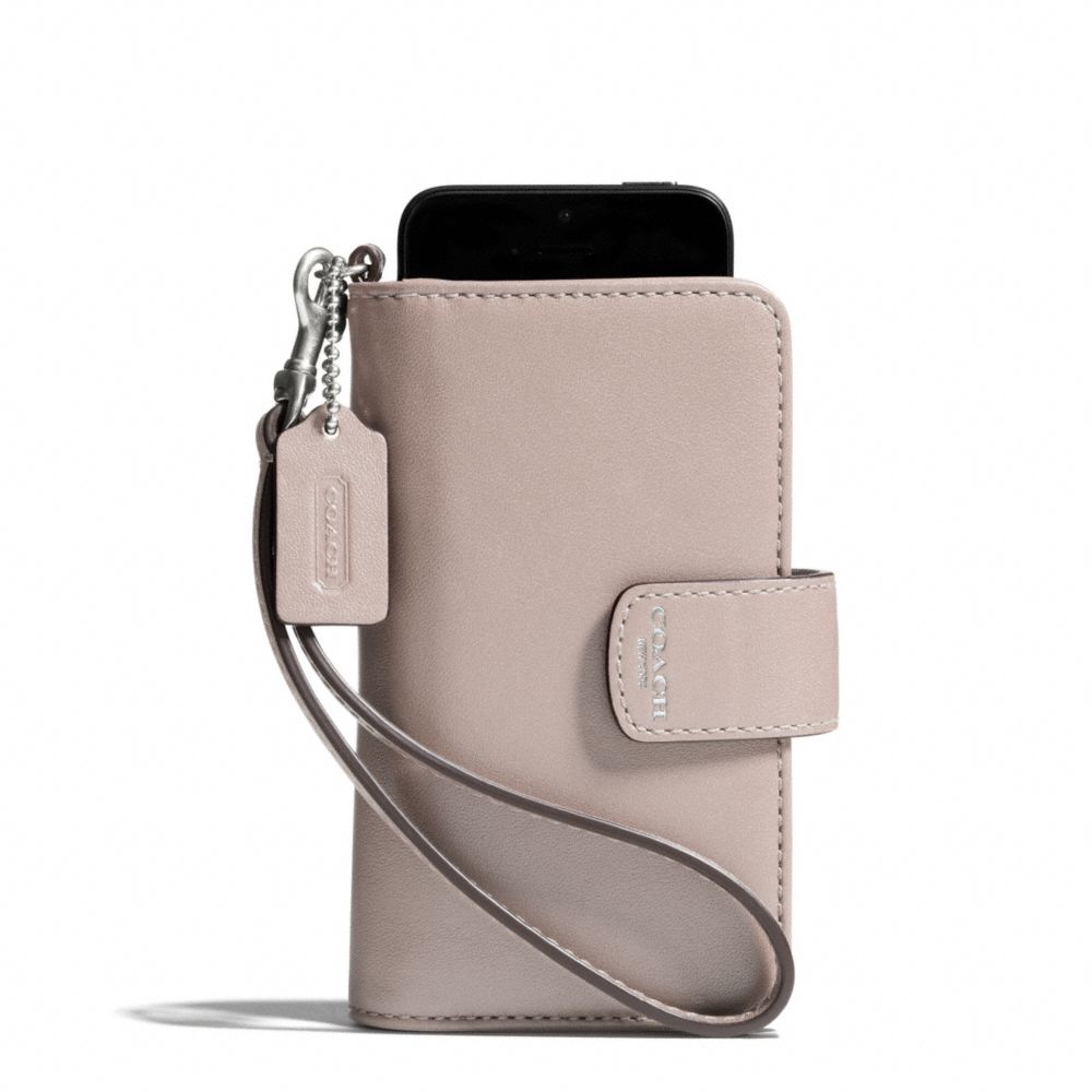 BLEECKER LEATHER PHONE WRISTLET - COACH f69038 -  SILVER/GREY BIRCH