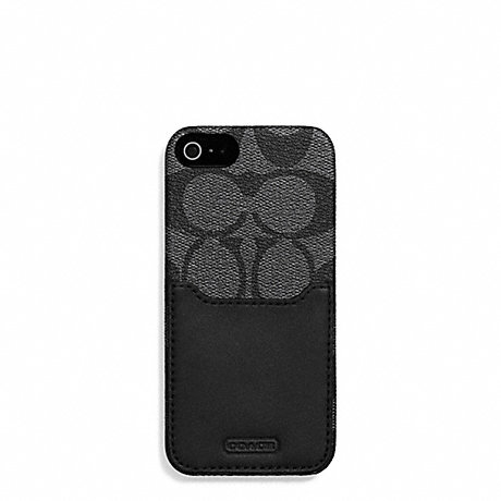 COACH HERITAGE STRIPE IPHONE 5 CS WITH POCKET - CHARCOAL/BLACK - f69708