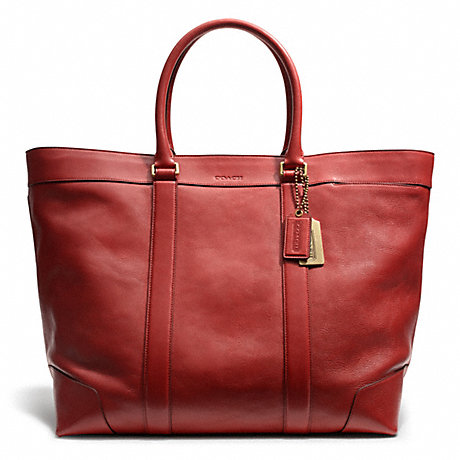 COACH BLEECKER LEATHER WEEKEND TOTE - BRASS/TOMATO - f70487