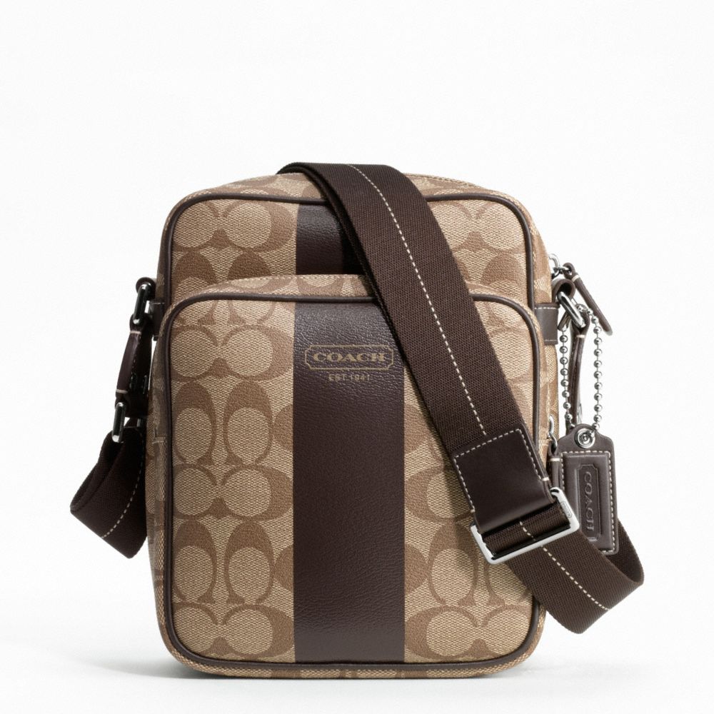 HERITAGE STRIPE FLIGHT BAG - COACH f70589 - SILVER/KHAKI/BROWN