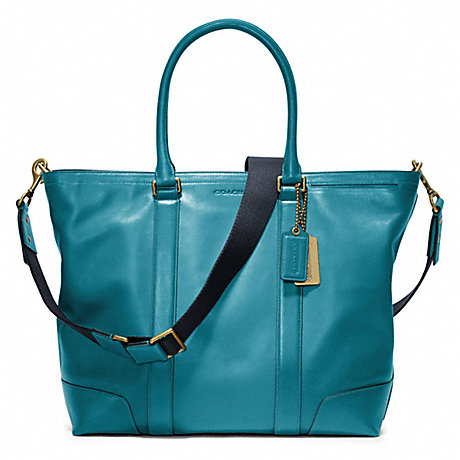 COACH BLEECKER LEGACY LEATHER BUSINESS TOTE - BRASS/OCEAN - f70600