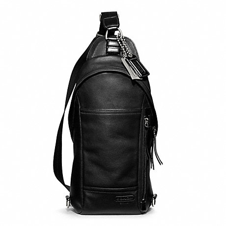 COACH THOMPSON LEATHER CONVERTIBLE SLING PACK - SILVER/BLACK - f70617