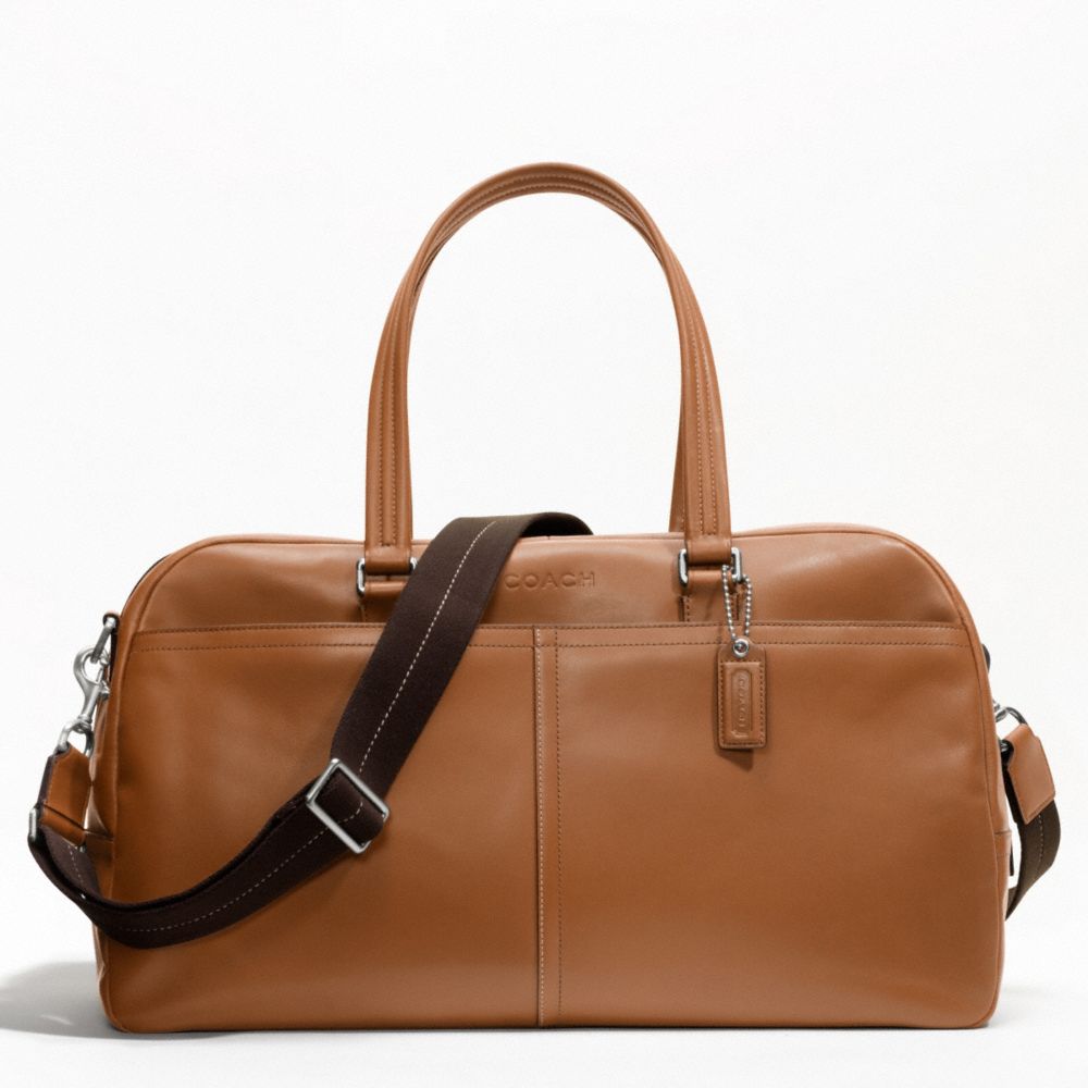 LEXINGTON LEATHER SLIM DUFFLE - COACH f70668 - SILVER/SADDLE