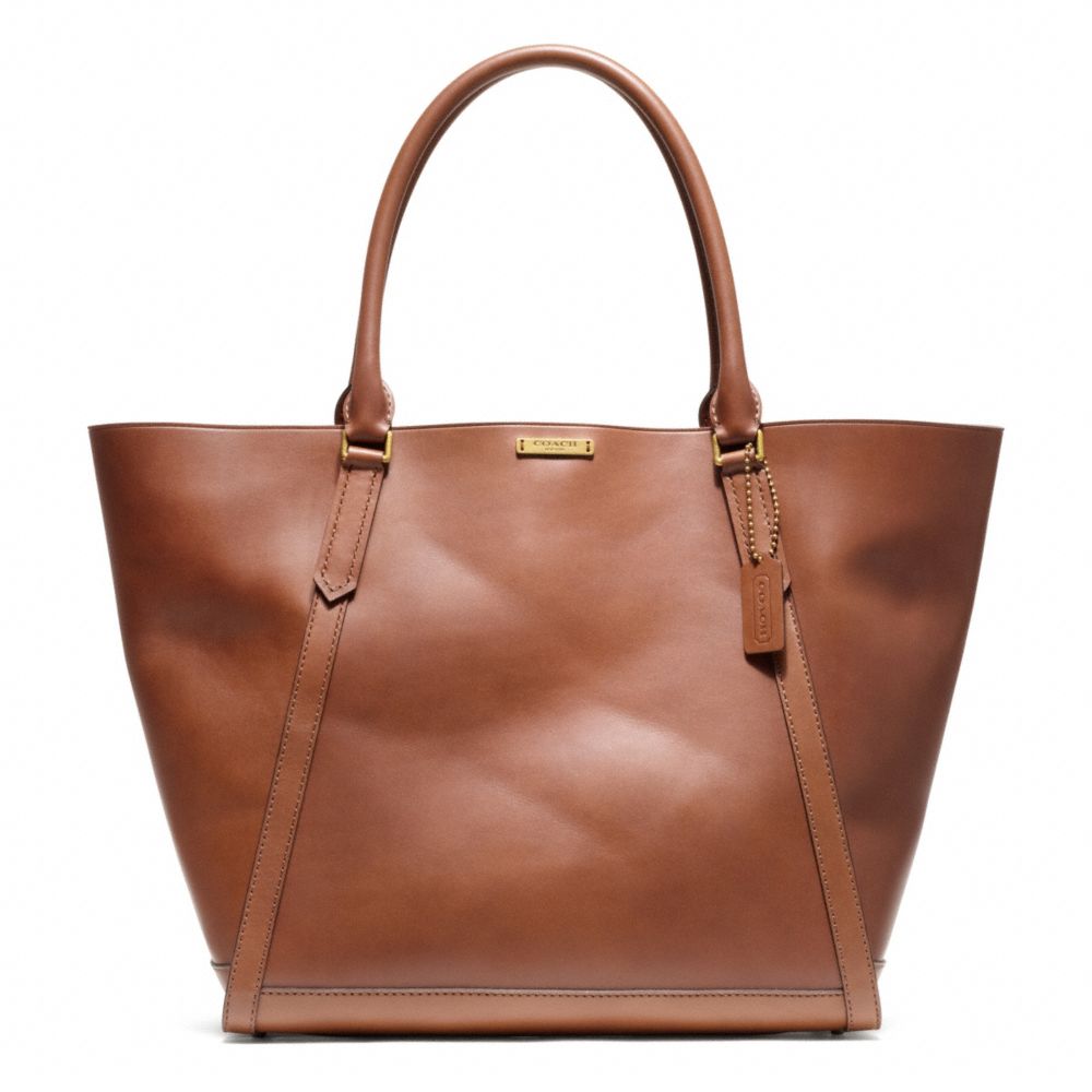 BLEECKER FULTON TOTE IN LEATHER - COACH f70895 -  BRASS/FARGO BROWN