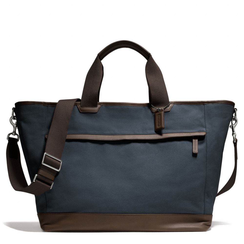 COACH CAMDEN CANVAS WEEKEND TOTE - GUNMETAL/NAVY - F70931