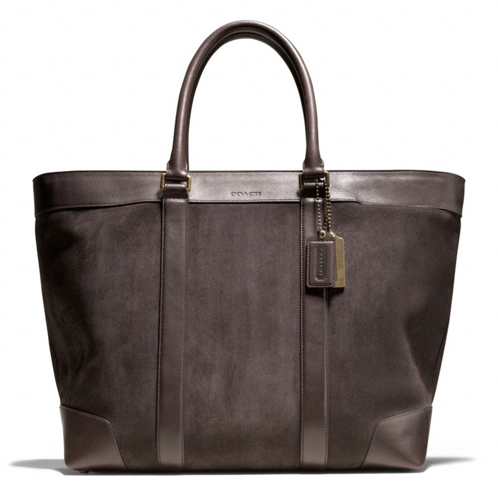 BLEECKER SUEDE WEEKEND TOTE - COACH f71027 - SILVER/MAHOGANY