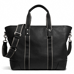 HERITAGE WEB LEATHER WEEKEND TOTE - COACH f71169 - SILVER/BLACK