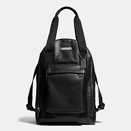 COACH THOMPSON URBAN BACKPACK IN LEATHER -  ANTIQUE NICKEL/BLACK - f71235