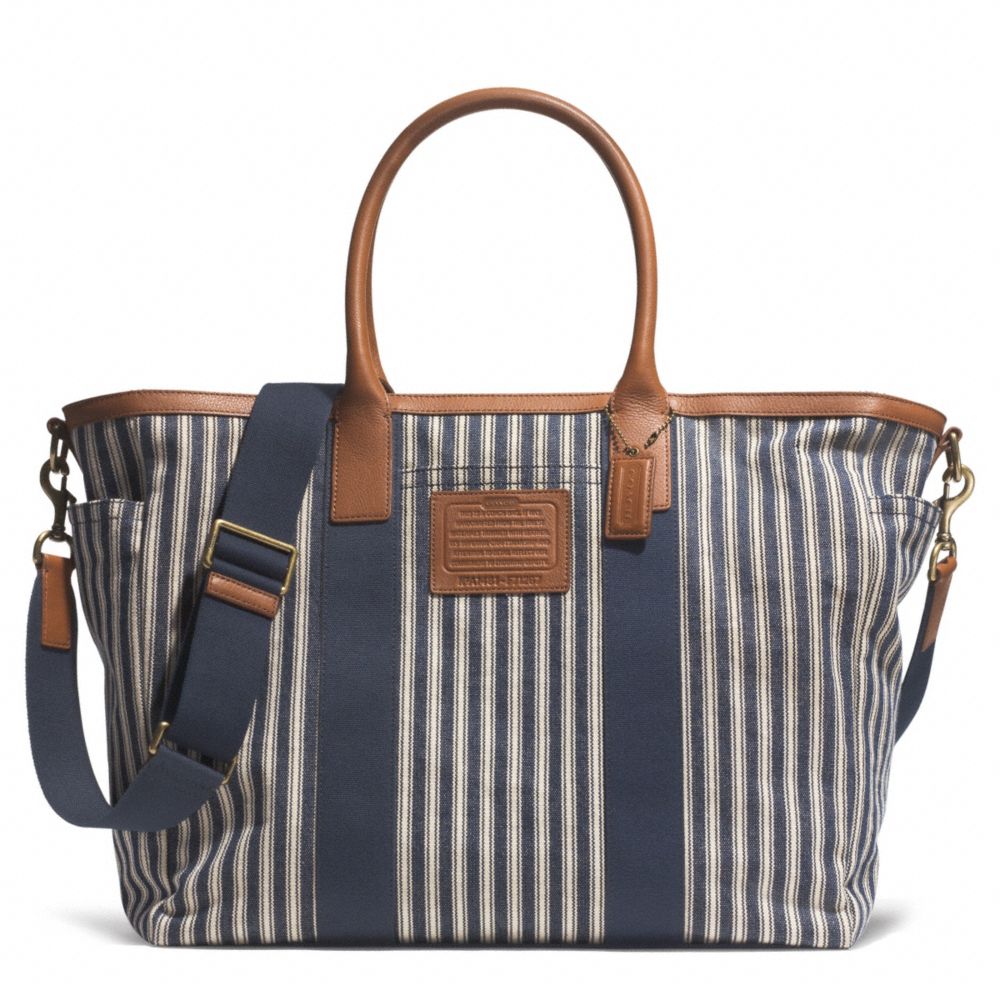 GETAWAY HERITAGE RAILROAD STRIPE CANVAS BEACH TOTE - COACH F71267 - 31170