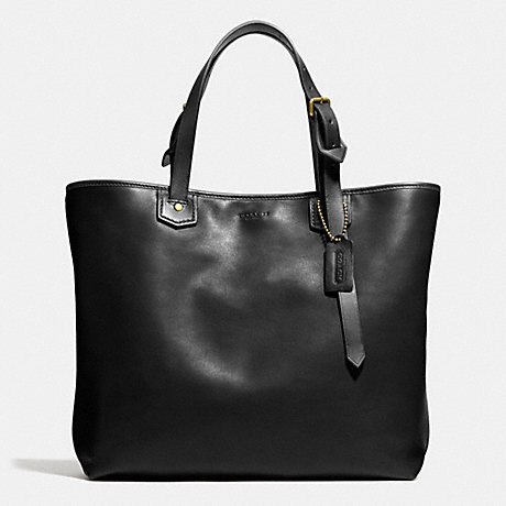 COACH BLEECKER SMALL HOLDALL IN LEATHER -  BRASS/BLACK - f71329