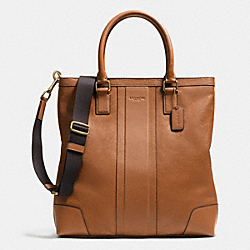 COACH BUSINESS TOTE IN BOMBE LEATHER - BRASS/SADDLE - F71640