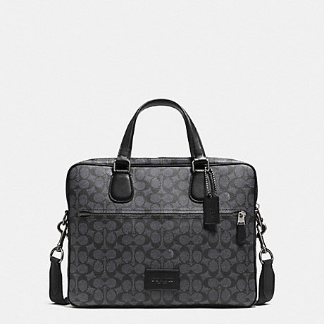 COACH HUDSON 5 BAG IN SIGNATURE COATED CANVAS - BLACK ANTIQUE NICKEL/CHARCOAL - f71711