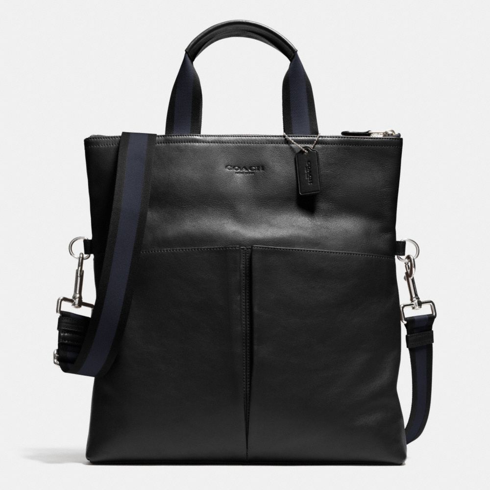 FOLDOVER TOTE IN SMOOTH LEATHER - COACH f71722 - BLACK