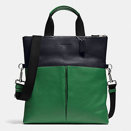 COACH FOLDOVER TOTE IN SMOOTH LEATHER - GRASS/MIDNIGHT - f71722