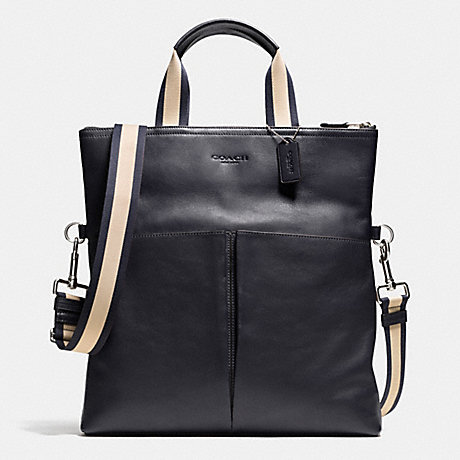 COACH FOLDOVER TOTE IN SMOOTH LEATHER - MIDNIGHT - f71722