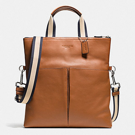 COACH FOLDOVER TOTE IN SMOOTH LEATHER - SADDLE - f71722