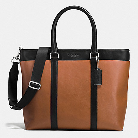 COACH BUSINESS TOTE IN SMOOTH LEATHER - SADDLE/BLACK - f71843