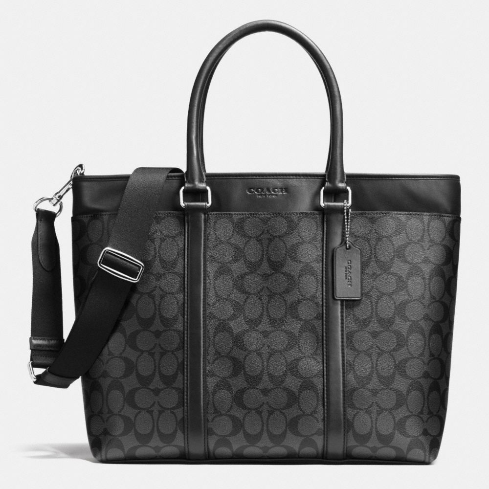 BUSINESS TOTE IN SIGNATURE - COACH f71876 - CHARCOAL/BLACK