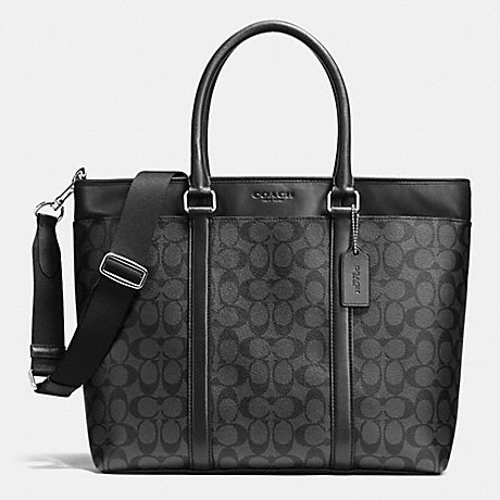 COACH BUSINESS TOTE IN SIGNATURE - CHARCOAL/BLACK - f71876