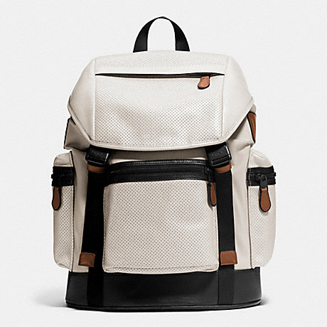 COACH TREK PACK IN NYLON AND PERFORATED LEATHER - CHALK - f72018