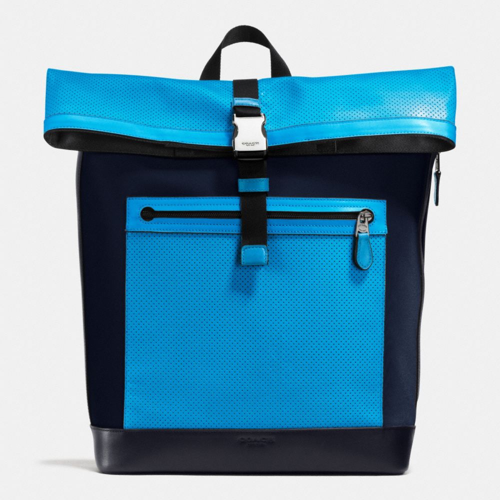 GETAWAY PACK IN PERFORATED LEATHER - COACH f72077 - AZURE