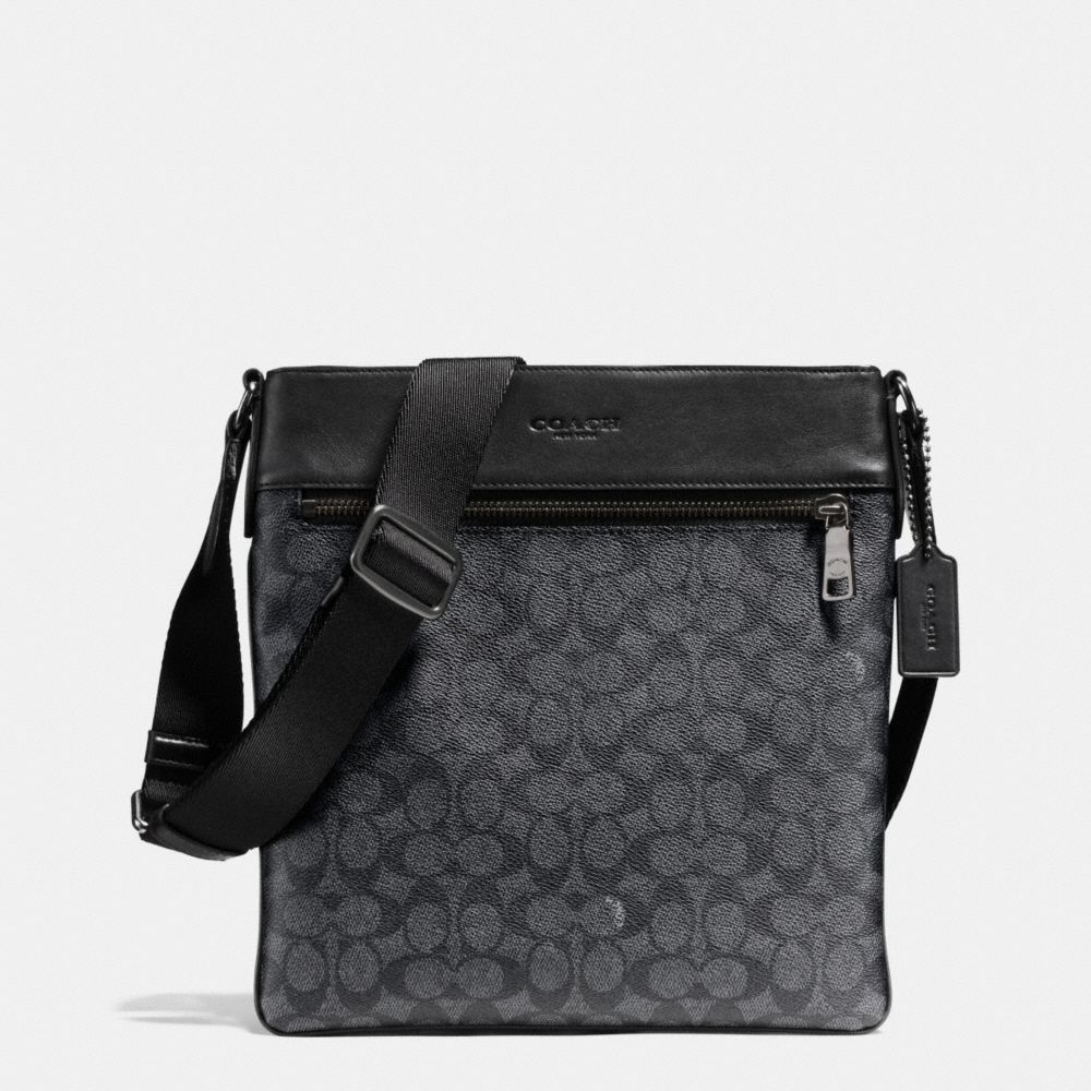 BOWERY CROSSBODY IN SIGNATURE - COACH f72103 - BLACK ANTIQUE NICKEL/CHARCOAL